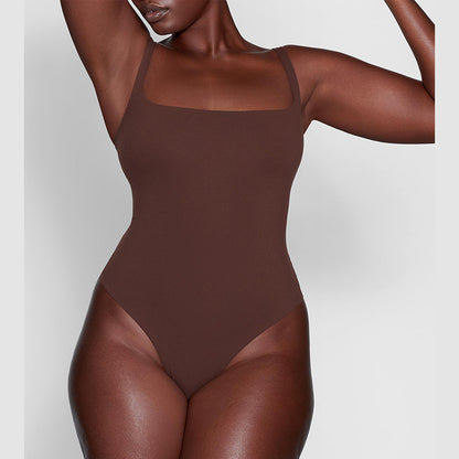 Double-Layer High Elastic Fabric Belly Contracting Jumpsuit Sling Corset