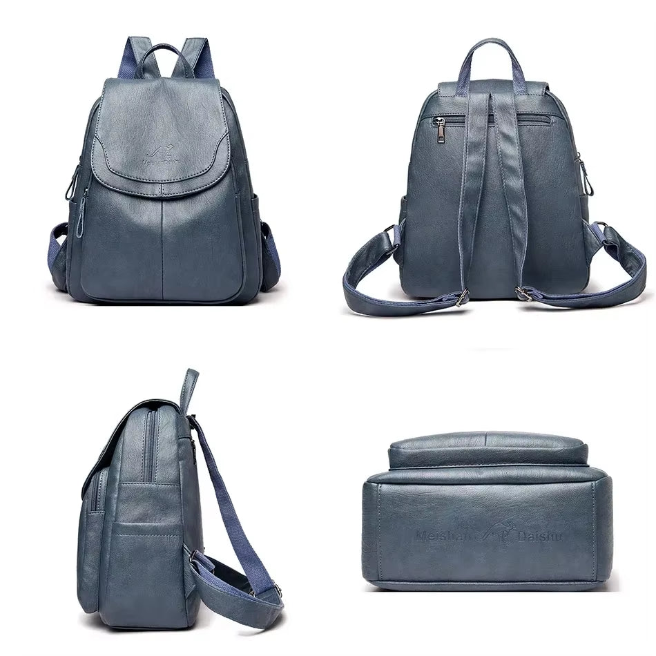Bagpack Female Leather Backpack Designer Shoulder Bags for Women 2024 Back Pack School Bags for Teenage Girls Mochila Feminina