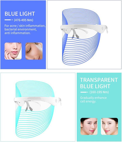 LED Beauty Face Mask with 7 Colour Light Modes – Rechargeable Facial Skincare Mask for Home Use, Lightweight Face Mask for Daily Beauty Routine