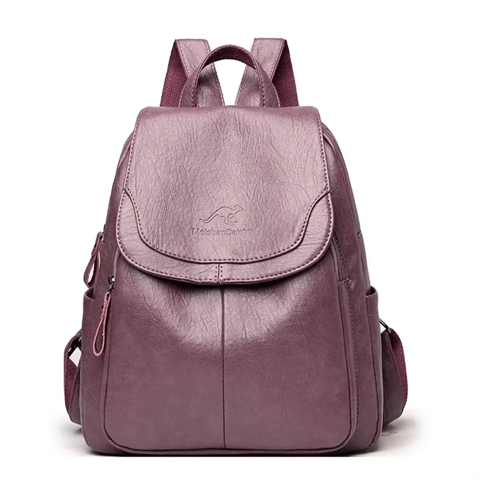 Bagpack Female Leather Backpack Designer Shoulder Bags for Women 2024 Back Pack School Bags for Teenage Girls Mochila Feminina