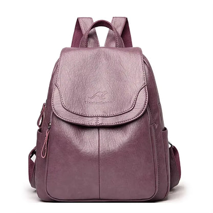 Bagpack Female Leather Backpack Designer Shoulder Bags for Women 2024 Back Pack School Bags for Teenage Girls Mochila Feminina