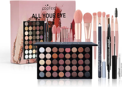 All in One Makeup Kit, Christmas Makeup Kit, Full Starter Cosmetics Set Include Eyeshadow Palette, Makeup Brushes, Brow Pencil, Mascara,Women and Teens Makeup Gift Set