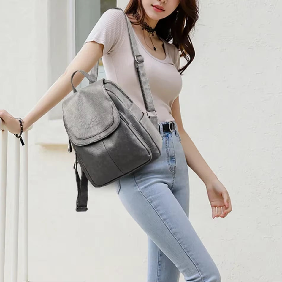 Bagpack Female Leather Backpack Designer Shoulder Bags for Women 2024 Back Pack School Bags for Teenage Girls Mochila Feminina