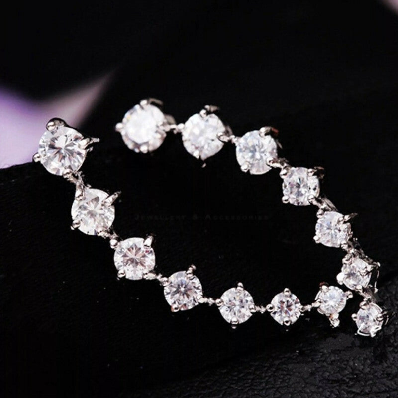 Long Bar Ear Cuff Climber CZ Stud Earrings 925 Sterling Silver Plated Rose Gold