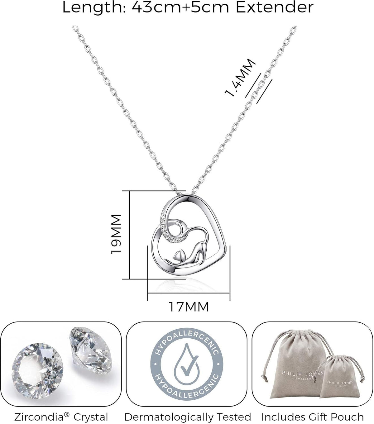 Cat Necklace Created with Zircondia® Crystals