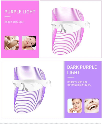 LED Beauty Face Mask with 7 Colour Light Modes – Rechargeable Facial Skincare Mask for Home Use, Lightweight Face Mask for Daily Beauty Routine