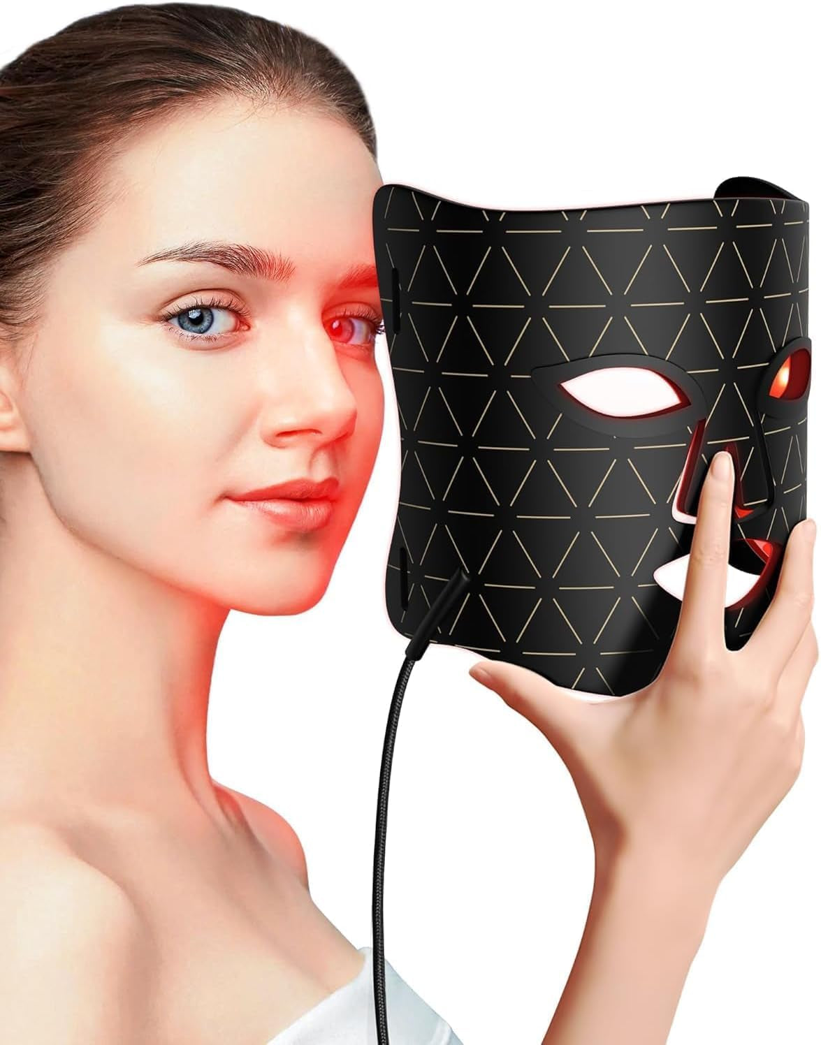 LED Light Therapy Mask Skin Care Mask, LED Red Light Therapy 630Nm & 830Nm Wavelength for Home Use, Body Beauty Machine for Care at Home(Black)