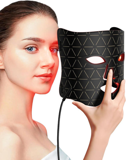 LED Light Therapy Mask Skin Care Mask, LED Red Light Therapy 630Nm & 830Nm Wavelength for Home Use, Body Beauty Machine for Care at Home(Black)