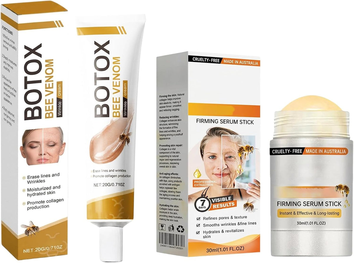 2 PCS Bee Venom Firming Serum Stick, Stick, 2026 New Bee Venom Wrinkle Removal Cream, Skin Tightening Cream for Face,Lift & Smooth Fine Lines, Natural Element - All Skin Types
