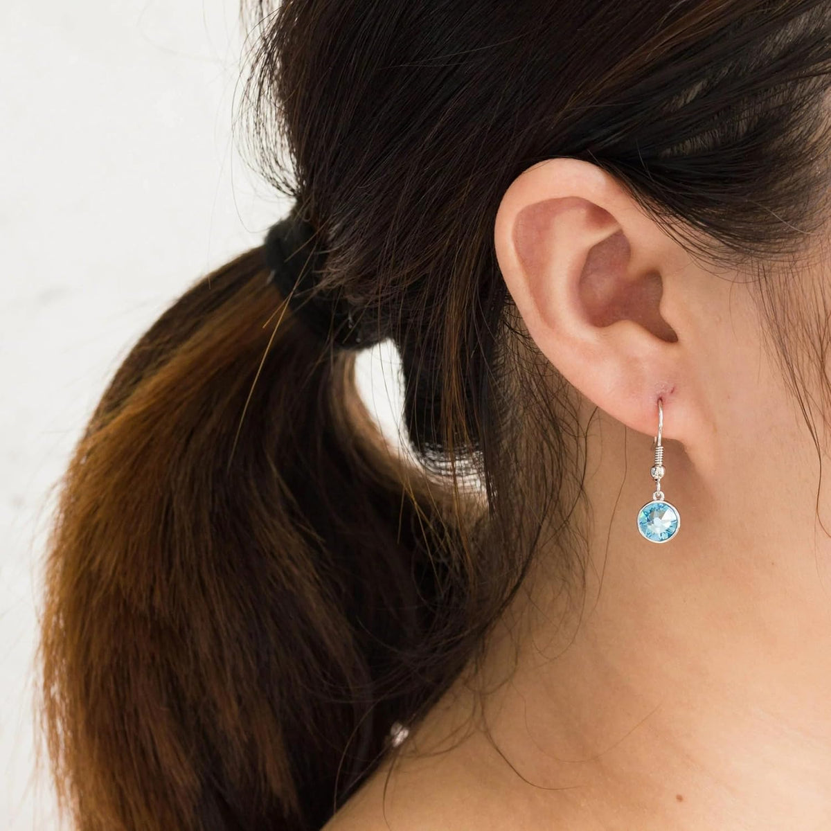 Light Blue Crystal Drop Earrings Created with Zircondia® Crystals