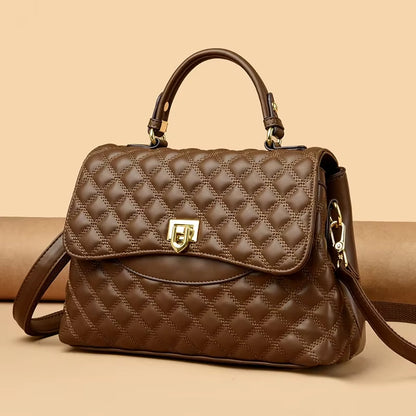 New Women'S Soft Leather Shoulder Bags Multi-Layer Pockets Messenger Crossbody Bags Luxury Designer Female Handbags and Purses