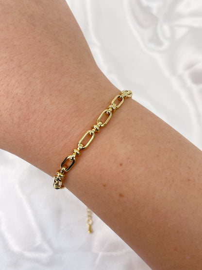 18Kgold Filled Bracelet, Oval Chain Bracelet, Gold Bracelet for Women