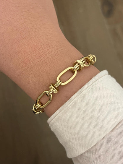 18K Gold Filled Bracelet, Gold Link Chain Bracelet for Women, Stacking Bracelet