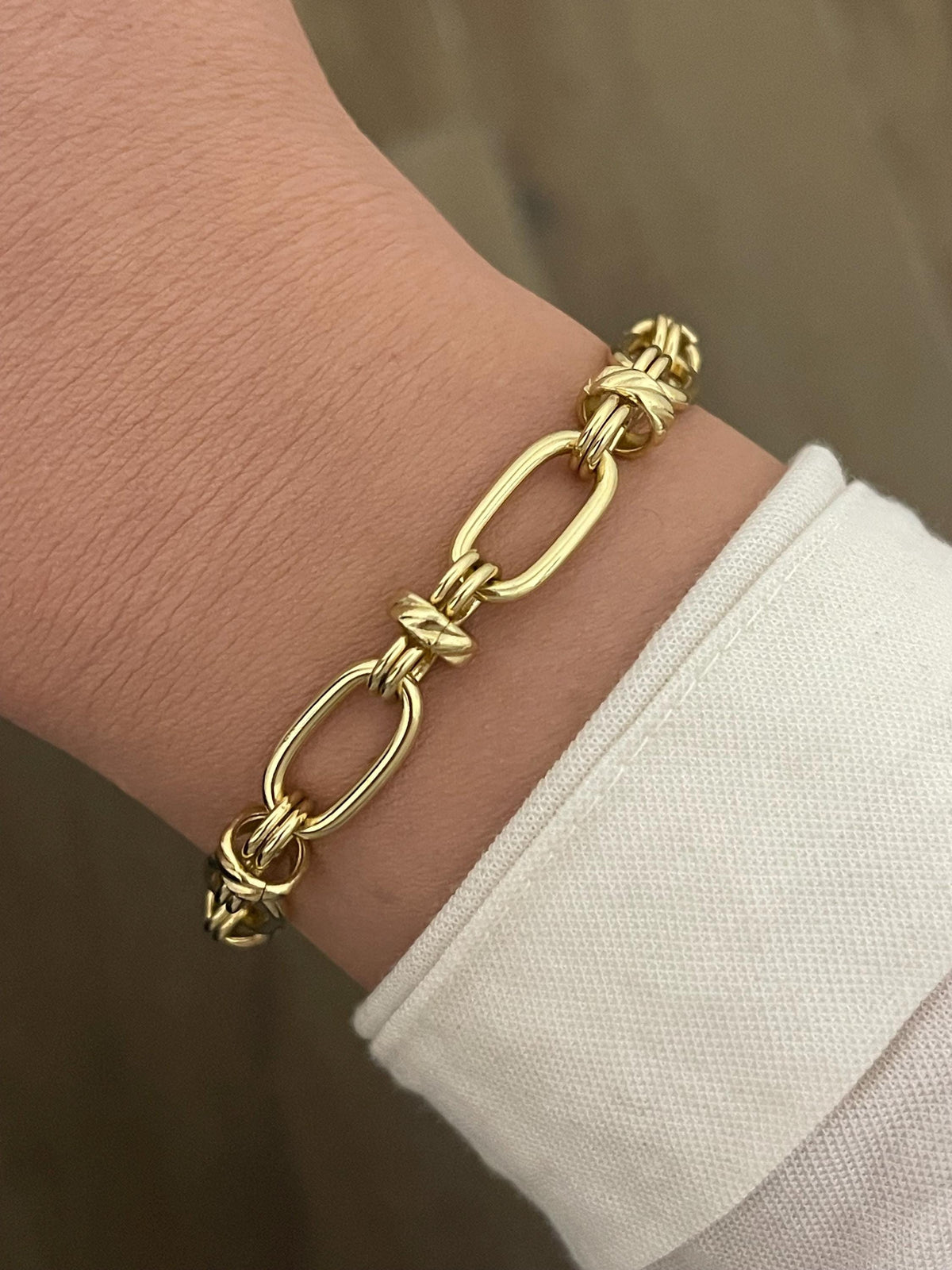 18K Gold Filled Bracelet, Gold Link Chain Bracelet for Women, Stacking Bracelet
